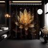 Black And Gold Shower Curtain Lotus Flower For Bathroom Decor Decorative Yellow Golden Floral Bath Curtain Set With Hooks