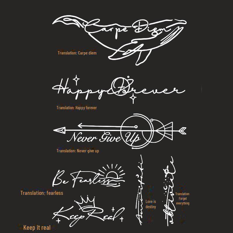 

Водонепроникні наклейки-татуювання з англійськими літерами - напівперманентні та стильні для руки або ключиці