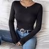 Spring and Summer Bottoming Shirt with Hollow Back Butterfly Long-sleeved T-shirt Slimming Top for Women