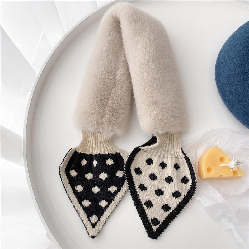 Scarf Women's Autumn and Winter Plush Cross Scarf To Keep Warm Imitation Rex Rabbit Fluffy Scarf