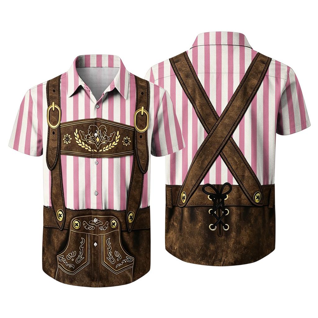 Men's Vintage Print Short Sleeve Cardigan - Casual Party Top for Daily Wear
