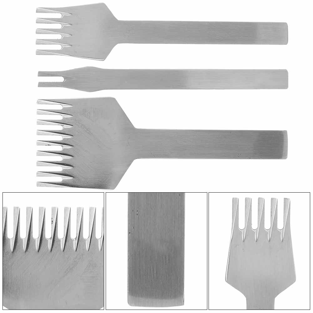 3pcs European Style 2+5+9 Prongs Leather Punch Tool DIY Leathercraft Pricking Chisel (3mm)