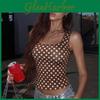 Streetwear Ärmelloses U-Ausschnitt Crop Top mit Punktmuster für Damen