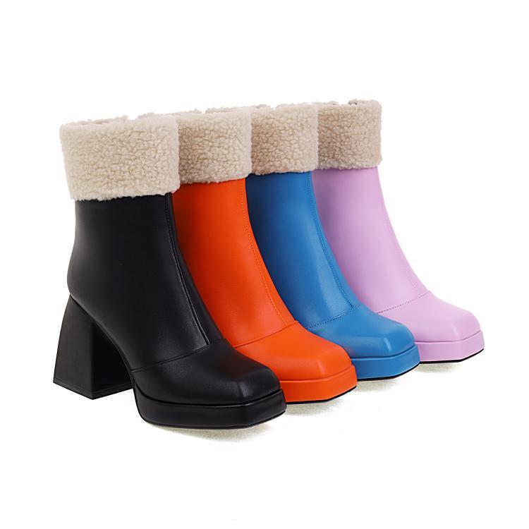 

Новые модные женские модные короткие сапоги на толстом каблуке на высоком каблуке