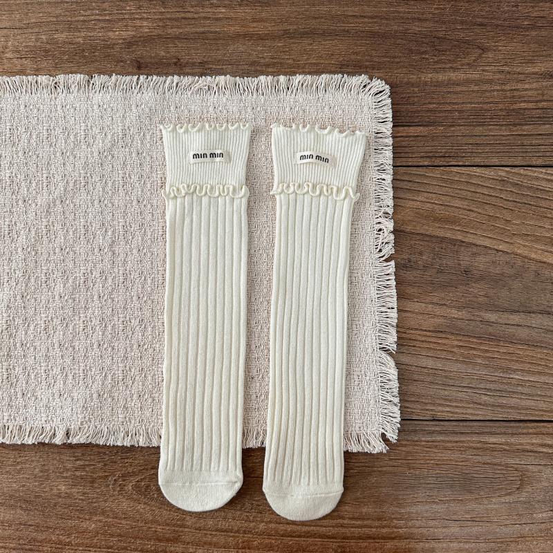Children's Korean Retro Baby Girls Socks Set Cute Ruffle Solid Color Soft Cotton Princess Long Socks for Kids Autumn