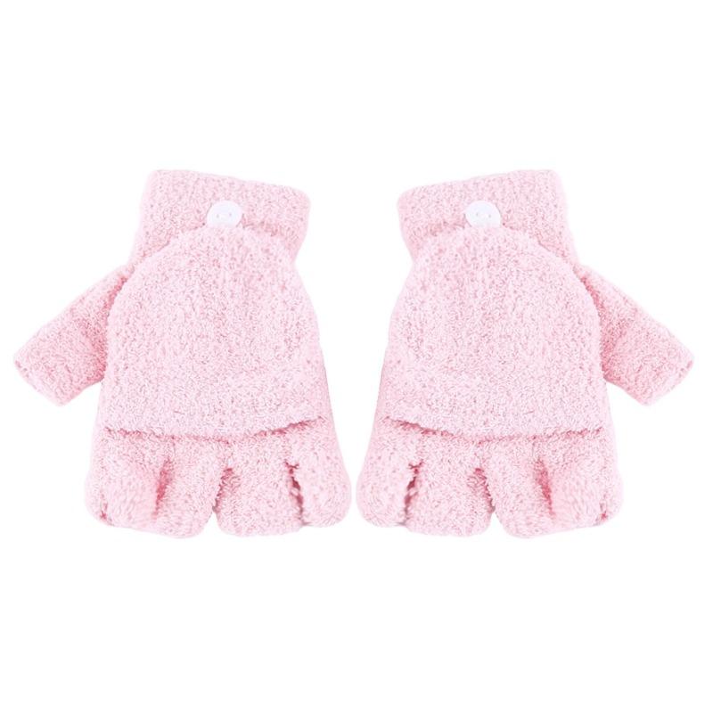 Winter Warm Women's Half Finger Gloves Multi Functional Flip Cute Coral Fleece Warm Cold-proof Soft Comfortable Female's Gloves