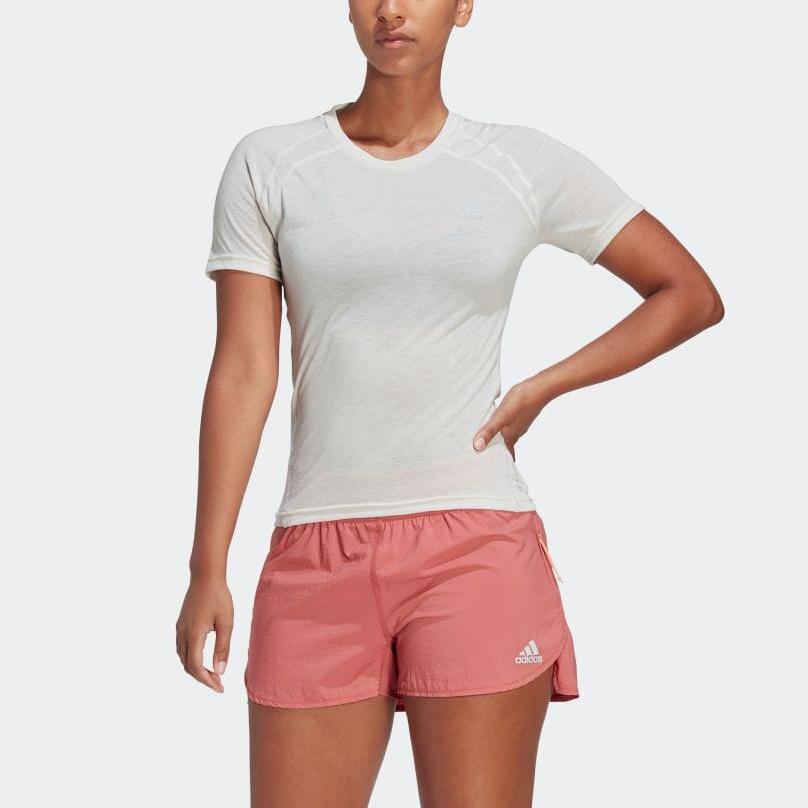 Adidas Logo Print Reflective Three Stripes Detail Crew Neck Short Sleeve T-Shirt Women Tops White HM7863