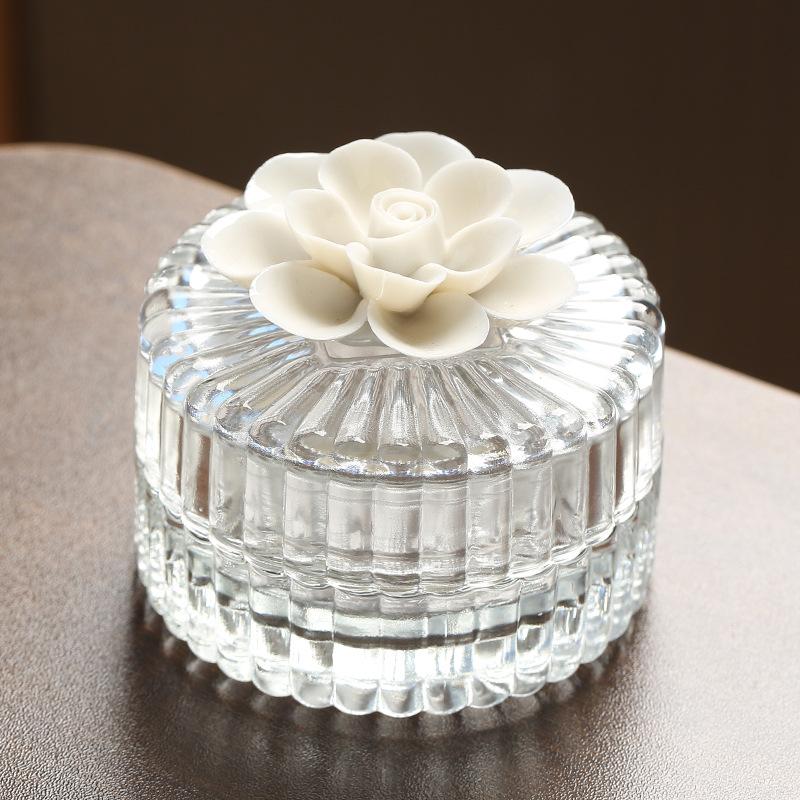 

Скандинавська керамічна квіткова скляна коробка для зберігання Вишукана скляна банка для зберігання Домашня банка для зберігання Креативне оздоблення дому Орнаменти Подарунок