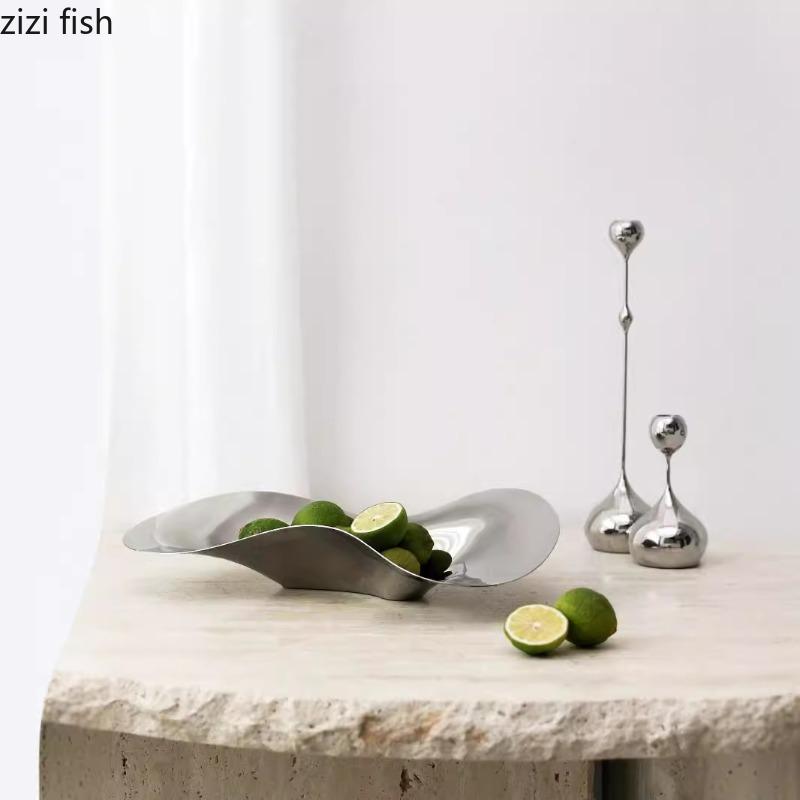 Irregular Stainless Steel Fruit Plate Salad Bowl Candy Tray Snack Bowl Tea Plate Dessert Plate Pastry Plates Dim Sum Dish