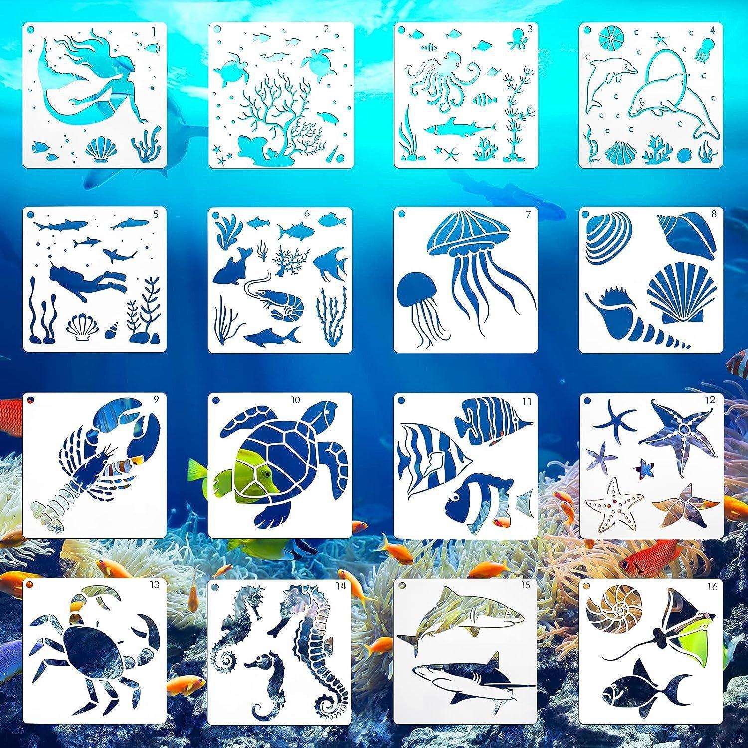 

Bview Art Reusable Ocean Art Stencils for Kids - School Painting Practice, Classroom Crafts & Educational Activities