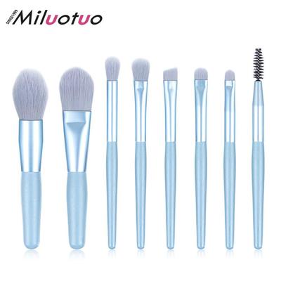 Make Up Brushes, 8pcs Premium Cosmetic Makeup Brush Set for Foundation Blending Blush Concealer Eye Shadow,Light Blue