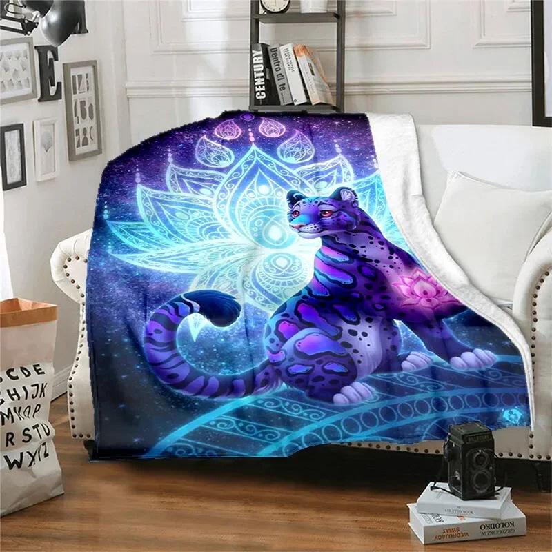 Creative Dreamy Cat Digital-printed Polyester Bedroom Velvet Flannel Cover Blanket Fleece Soft Sofa Cover Blankets for Beds