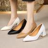 Fashion Zoki 2025 Thick Heels Basic Pumps for Women Solid Color Pointed Toe High Heel Office Shoes Woman Shallow Plus Size Pumps 35-42