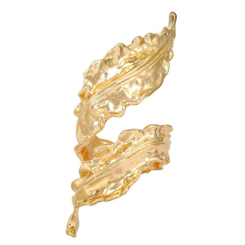 European and American Liquid Simple Luxury Smart Leaves Winding Elegant Bracelet Opening Exaggerated Metal Leaves Wrist Ring Women