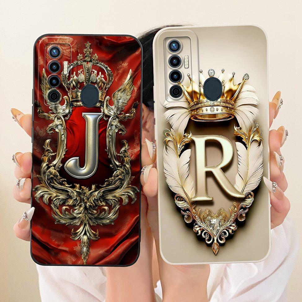For Tecno Camon 17 CG6 CG6j Case For Techno Camon 17 Cover Luxury A-Z Letters 2D Painted Silicone Casing