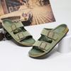 Fashion 2025 New Men's Leather Clogs Slippers High Quality Soft Cork Two Buckle Slides Footwear for Men Women Unisex Large Sizes 35-45