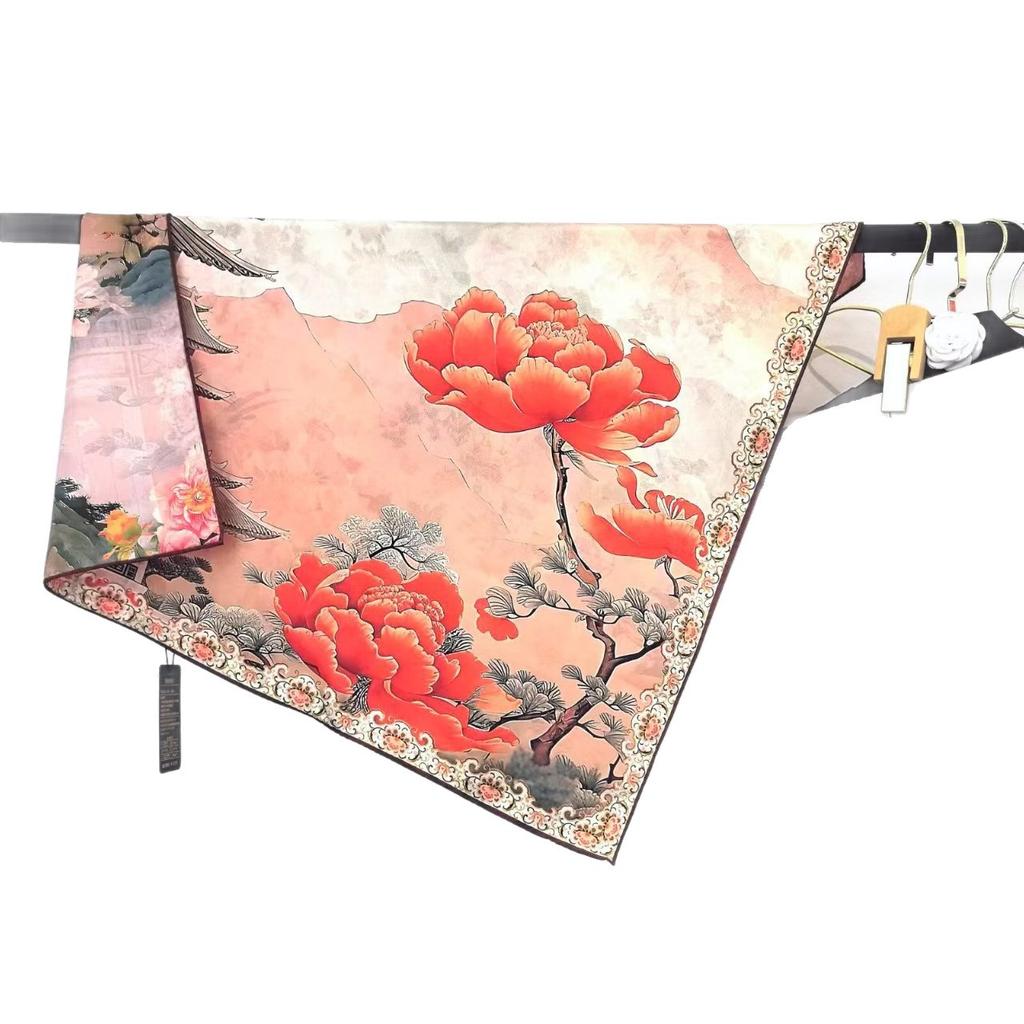 Flower Dill 70 * 70 New Chinese Suhang Small Square Scarf High-End Silk Scarf Women'S Double-Sided Spring And Summer Shawl Scarf