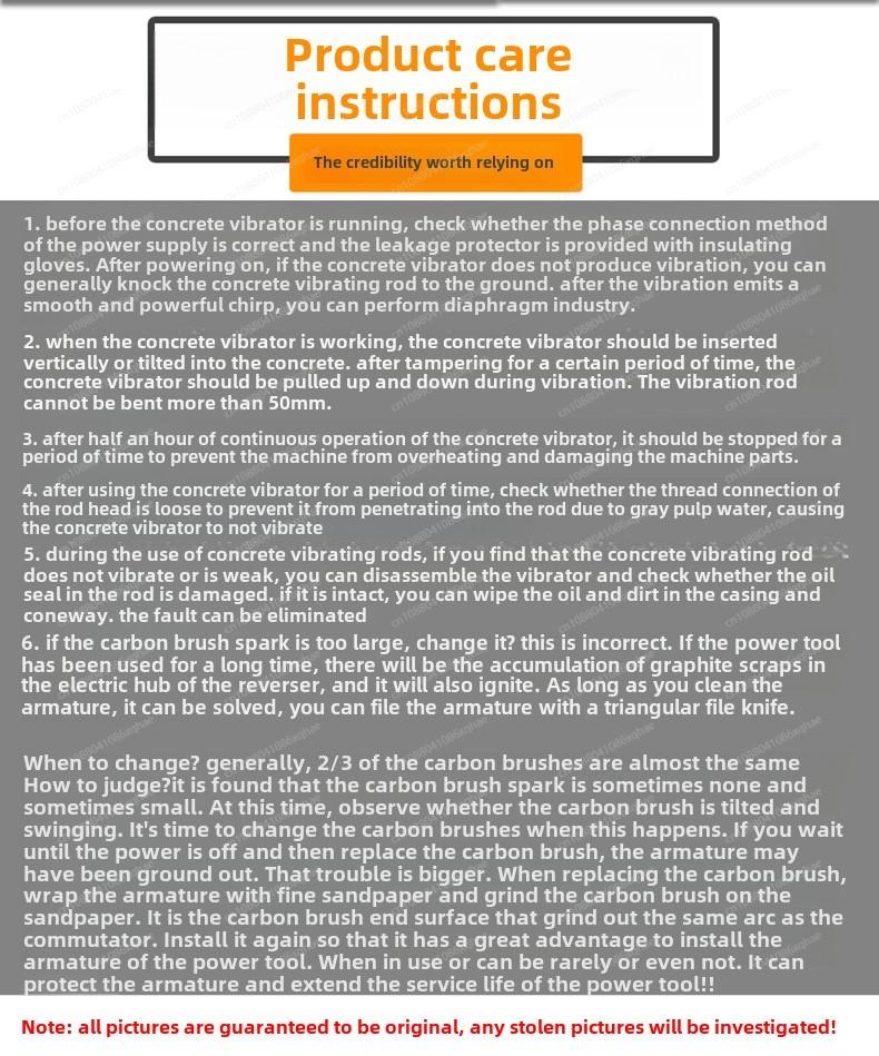 Small Portable 220V Concrete Vibrator Single Phase Cement Vibrator with Fine Rod Head Accessories