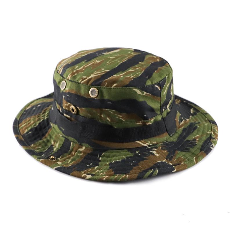 

Military Fan Round Brim Camouflage Sun Hat with Python Pattern One Size
