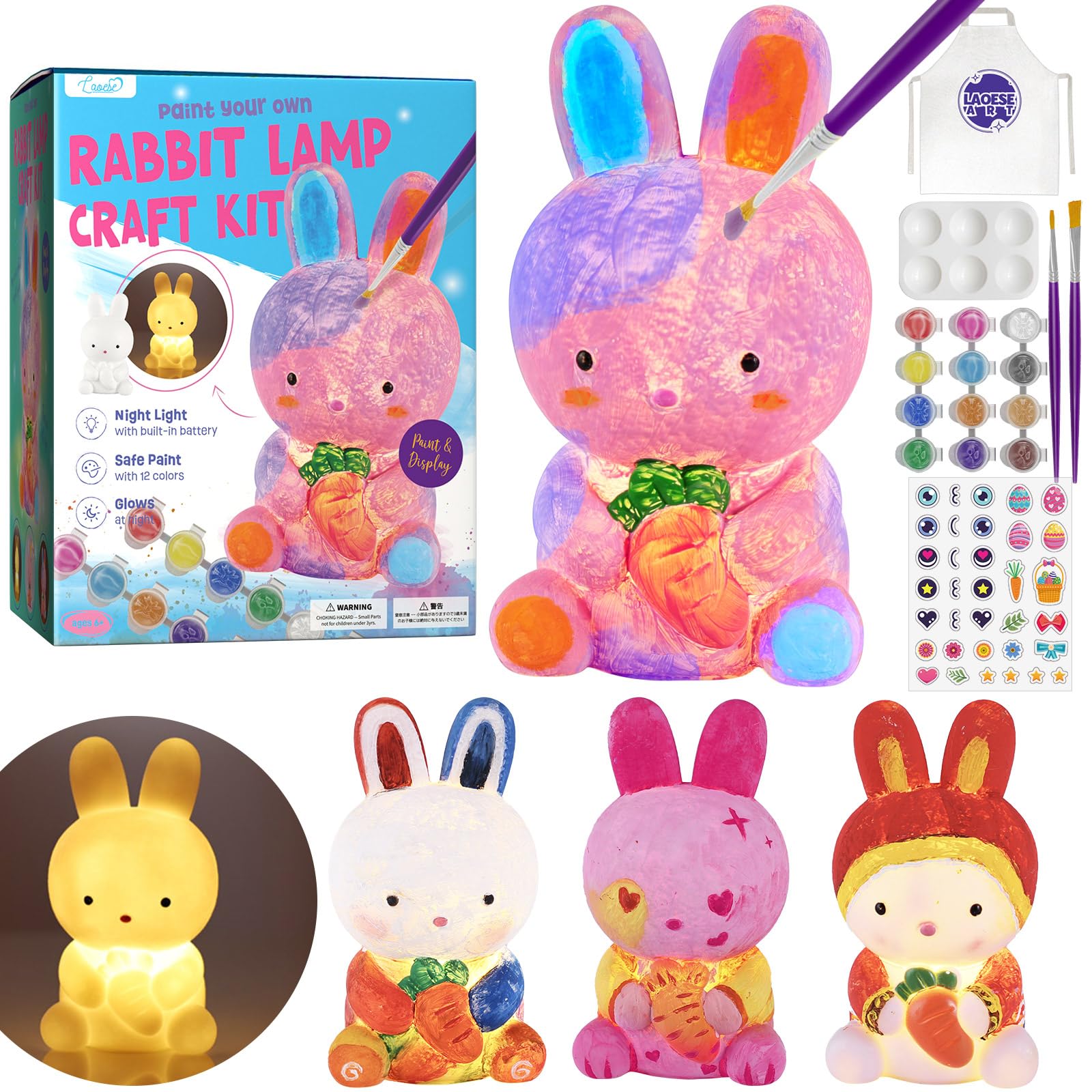 

LAOESE Bunny Lamp Art Set Craft Kit Handmade Animal Lamp Children s Making Toy Girls Boys Birthday Summer Winter Vacation