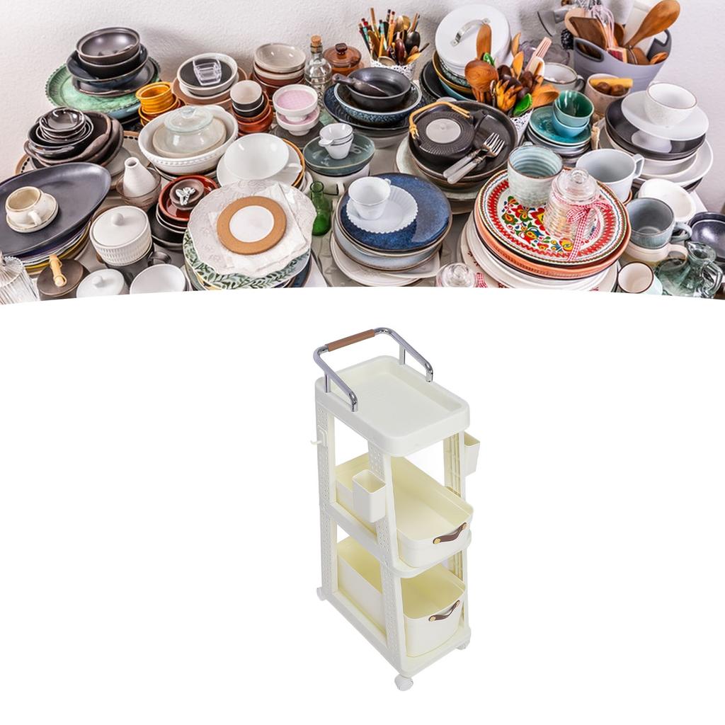 Rolling Utility Cart with Wheels Multi Functional Storage Trolley for   Living Room Kitchen Movable Storage