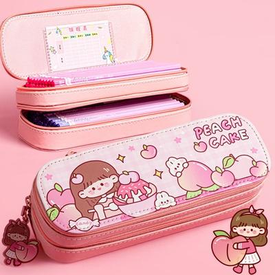 Durable Portable Pencil Case Multi-function Double-Layer Stationery Box Waterproof Cartoon Pen Case Student School Supplies