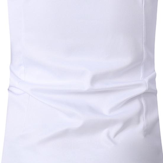 Men Spring Fall Dress Shirt Turn-down Collar Slim Fit Single-breasted Long Sleeves Pure Color Mid Length Young Formal Business Event Office Top