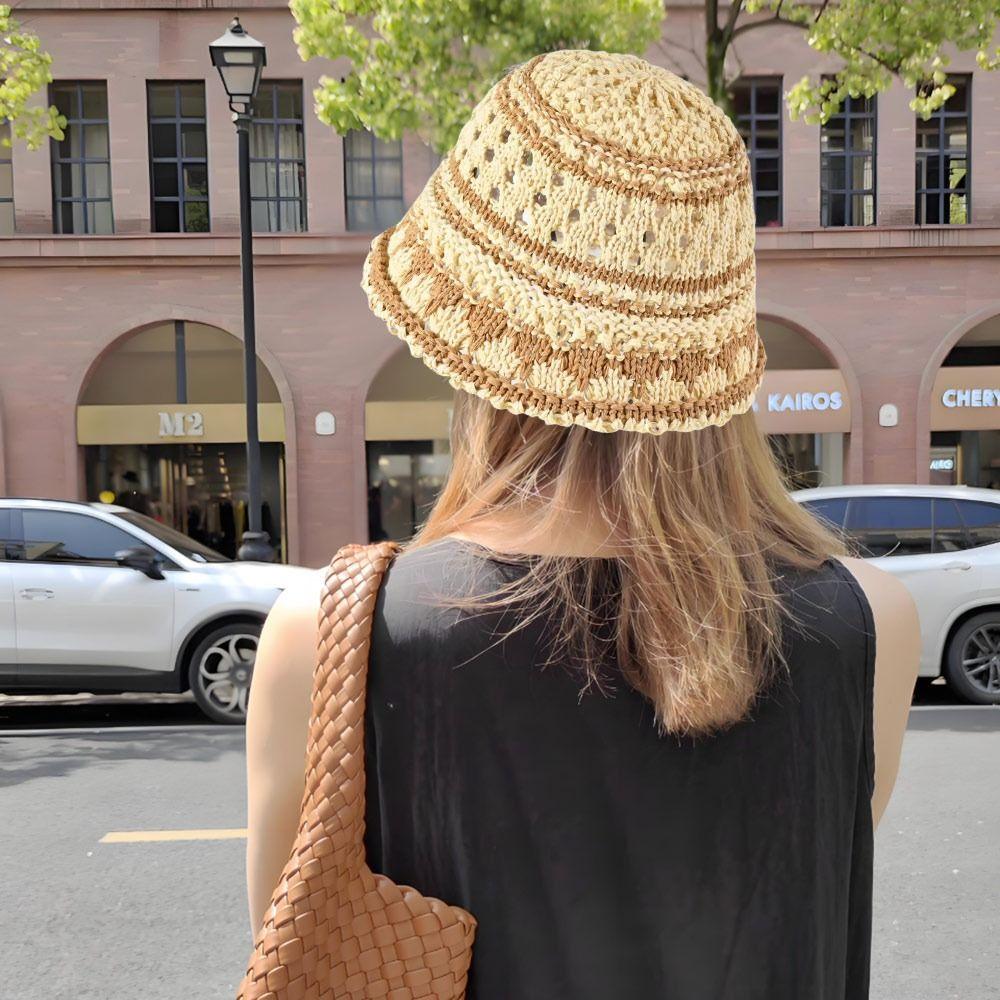 Chapeau de soleil ajouré Panama respirant Chapeau de voyage Mode Chapeau bob Été