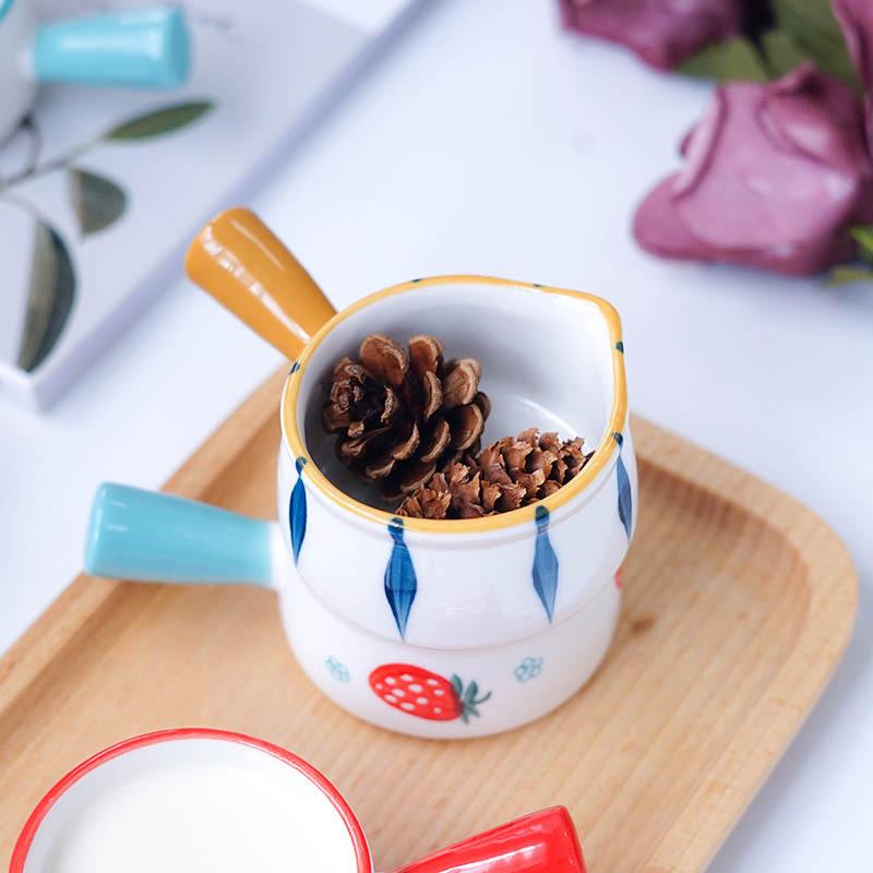 Mini Ceramic Milk Cup Creamer Jug Multifunctional Seasoning Dish Small Ceramic Coffee Milk Pitcher Vinegar Sauce Cup With Handle