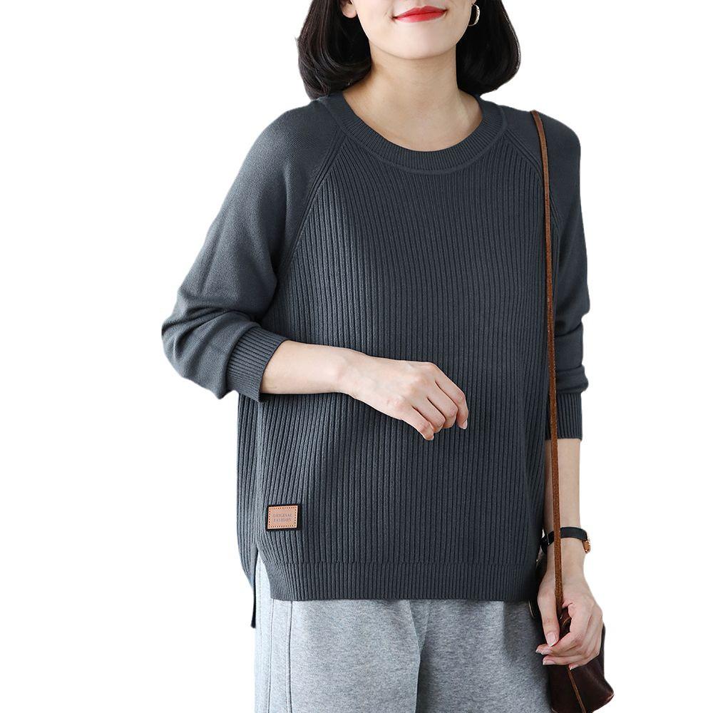2024 Women's Round Neck Pullover Sweater - Loose Knit Top for Autumn/Winter