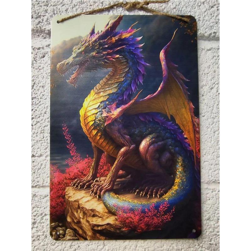 Dragon Metal Wall Art, Mythological Creature Decor Sign