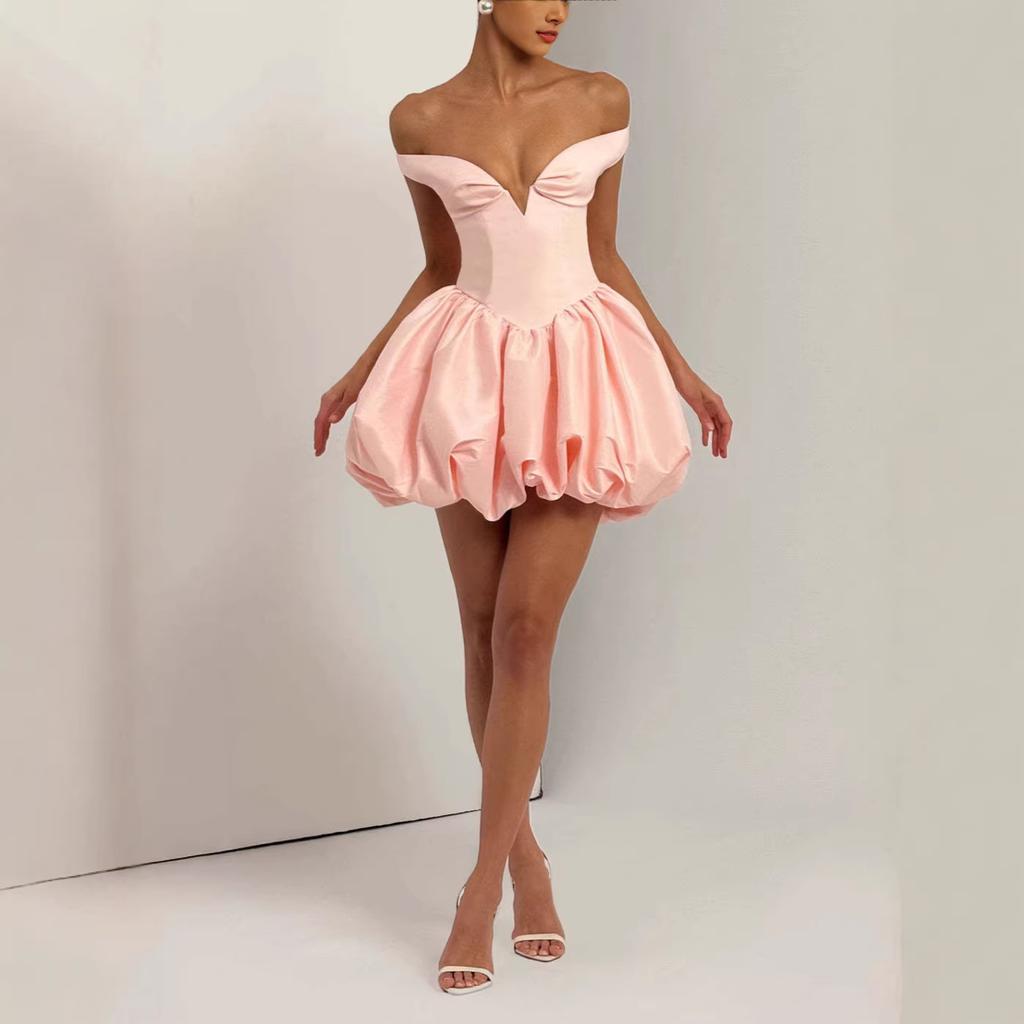 Mode Knospe rückenfrei Hof Abendkleid Kleid Französischer Sommer Damen Elegant Schlauchoberteil Schlitz