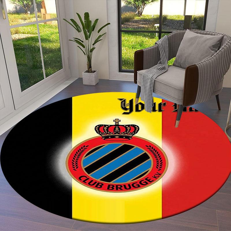 Club Brugge KV Custom Name Round Area Rug,Carpet Rug for Living Room Bedroom Sofa Playroom Decor,Non-slip Floor Mat