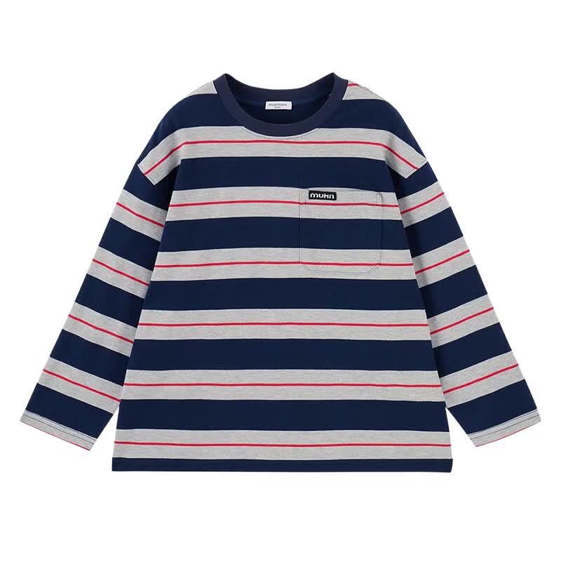 Mucmukn Kids' Striped Color-Block Long Sleeve T-Shirt