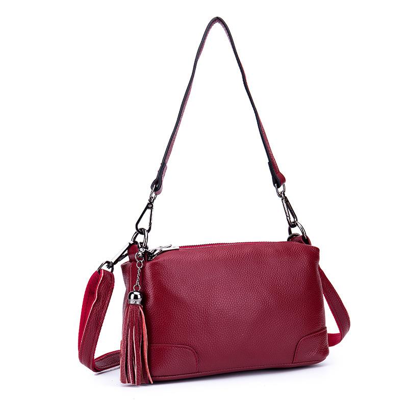 

Multi-layer mother shoulder bag women s new model, multi-zipper bag women s simple soft leather diagonal span bag versatile бордовый