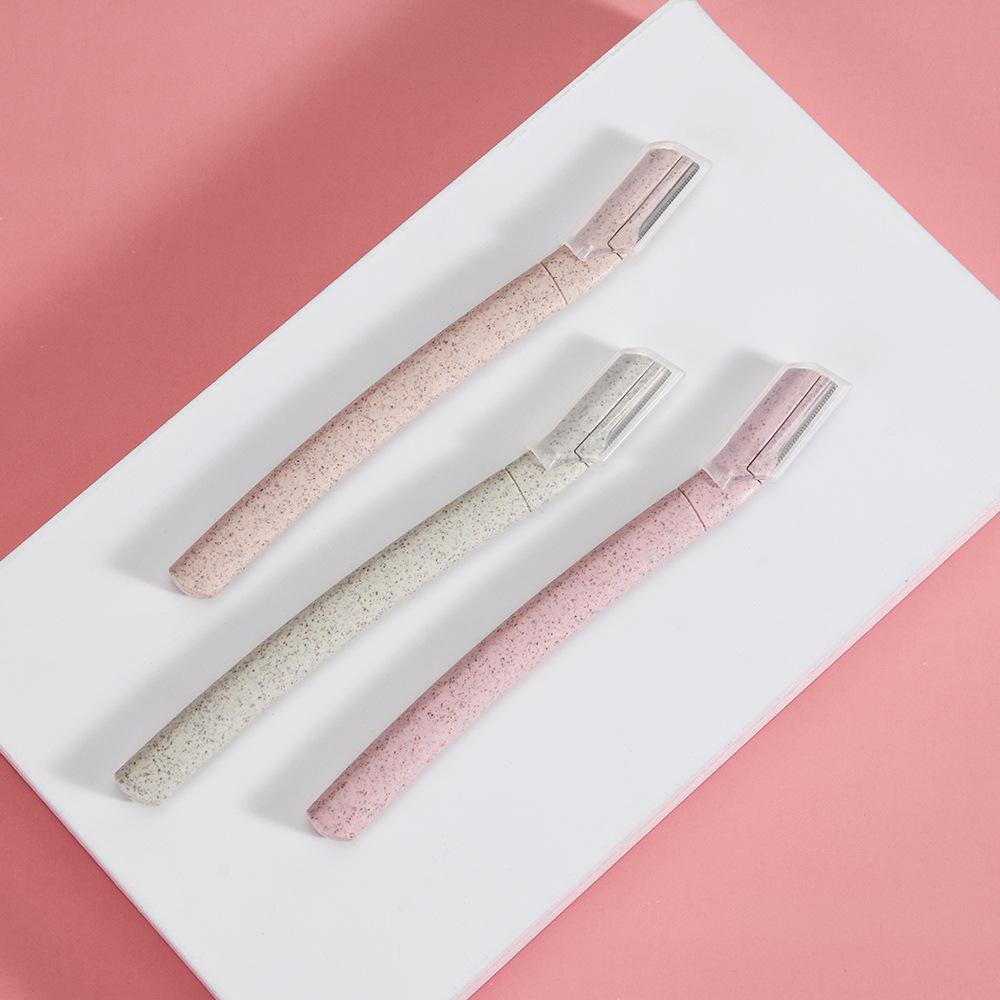 3Pcs/set eyebrow trimmer Portable stainless steel blade Wheat straw type women's eyebrow Beauty tool
