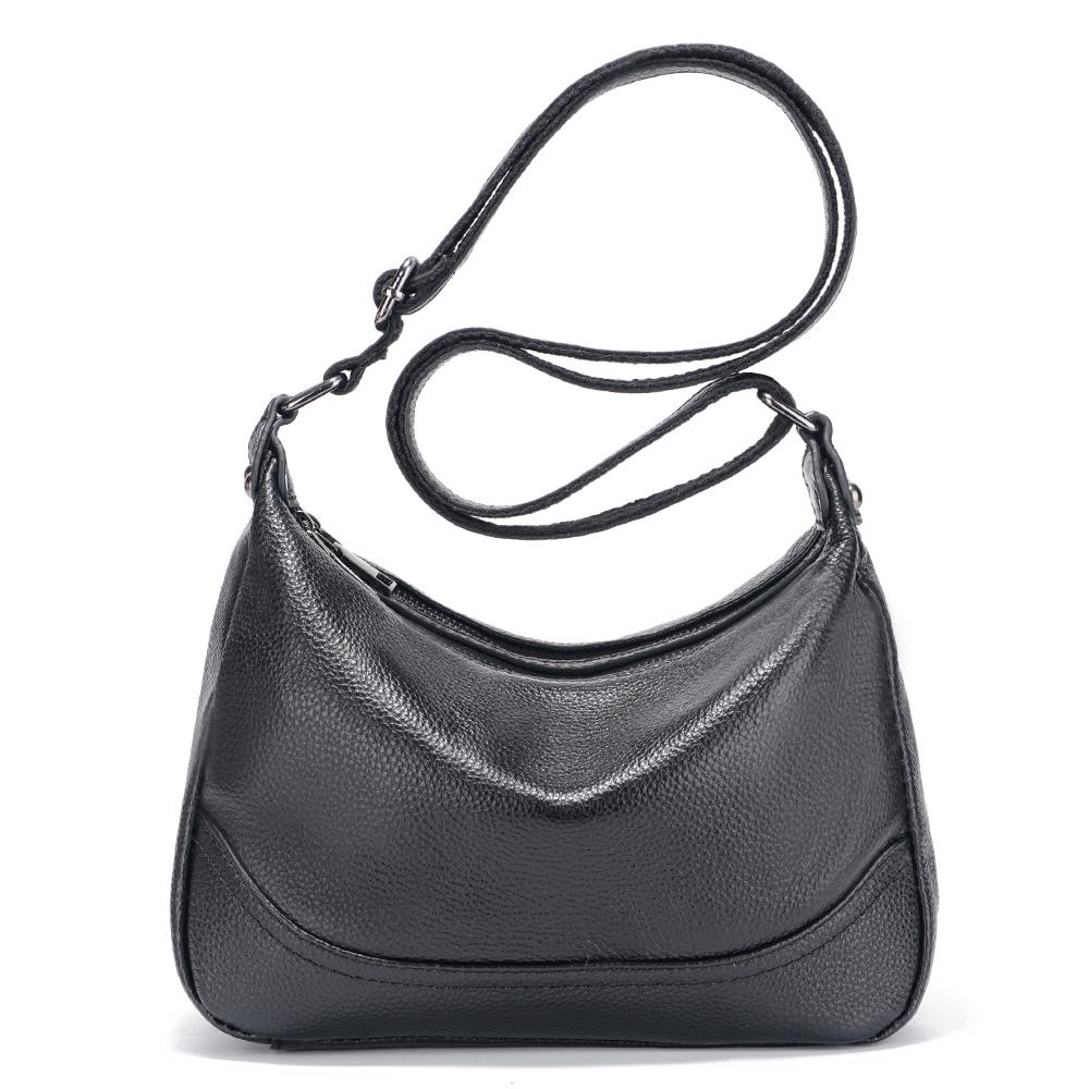 Сумка-хобо из кожи Zency Crossbody для женщин, вместительная сумка чёрный