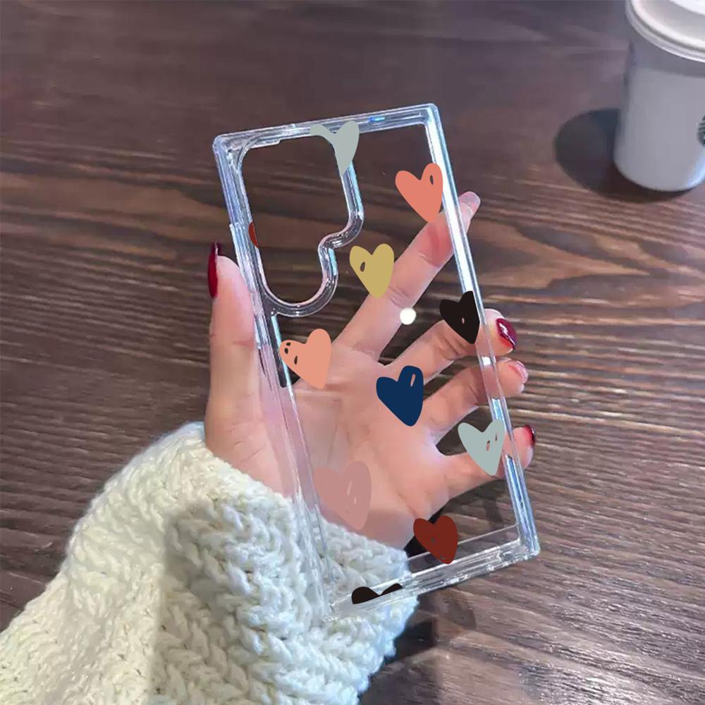 For Samsung Galaxy A54 Heart Love Phone Case A14 A24 A34 A15 A25 A35 A55 A06 Non-Yellowing Transparent Clear Cover Silicone Back