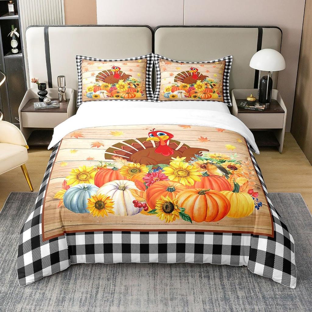 Turkey Duvet Covers for Kids Boys Girls Quilt Covers Queen Lightweight Down Room Decor 2 Pillowcases 1 Duvet Cover No Comforter