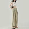 Women's 2024 Spring White High-Waisted Loose Pleated Wide-Leg Floor-Length Jeans