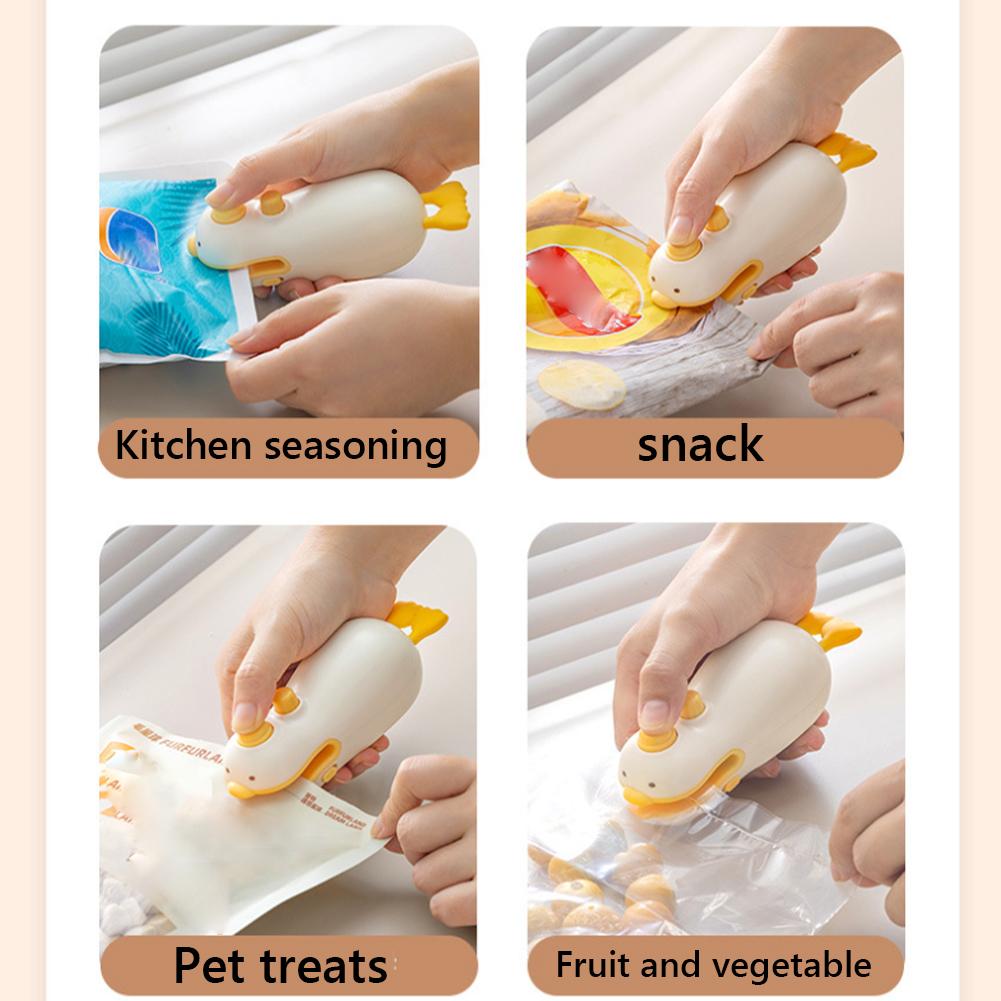 2 In 1 Mini Bag Sealer with Cutter and Magnet Bag Sealing Machine USB-C Rechargeable Chip Bag Sealer for Home Travel