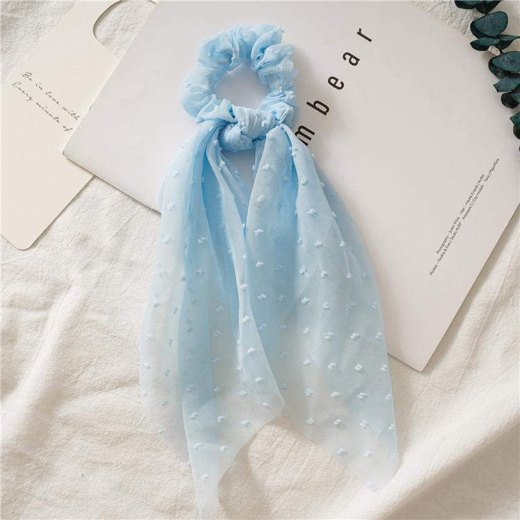 

Polka Dot Ribbon Scrunchies Long Tail Hair Tie Elegant Women Hair Accessory for Daily Office Chic blue