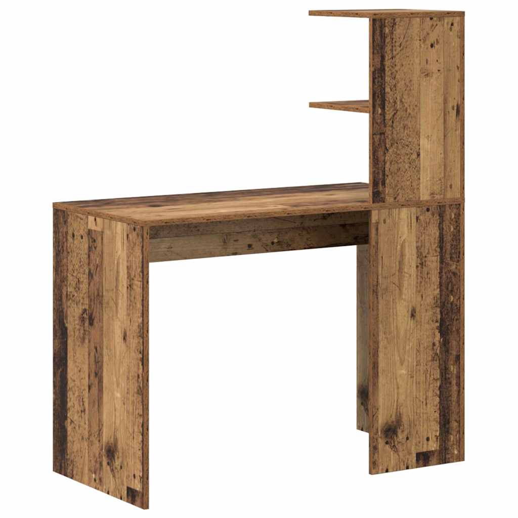 Desk with Shelf Reclaimed Wood Look 102 x 50 x 124 cm Particleboard