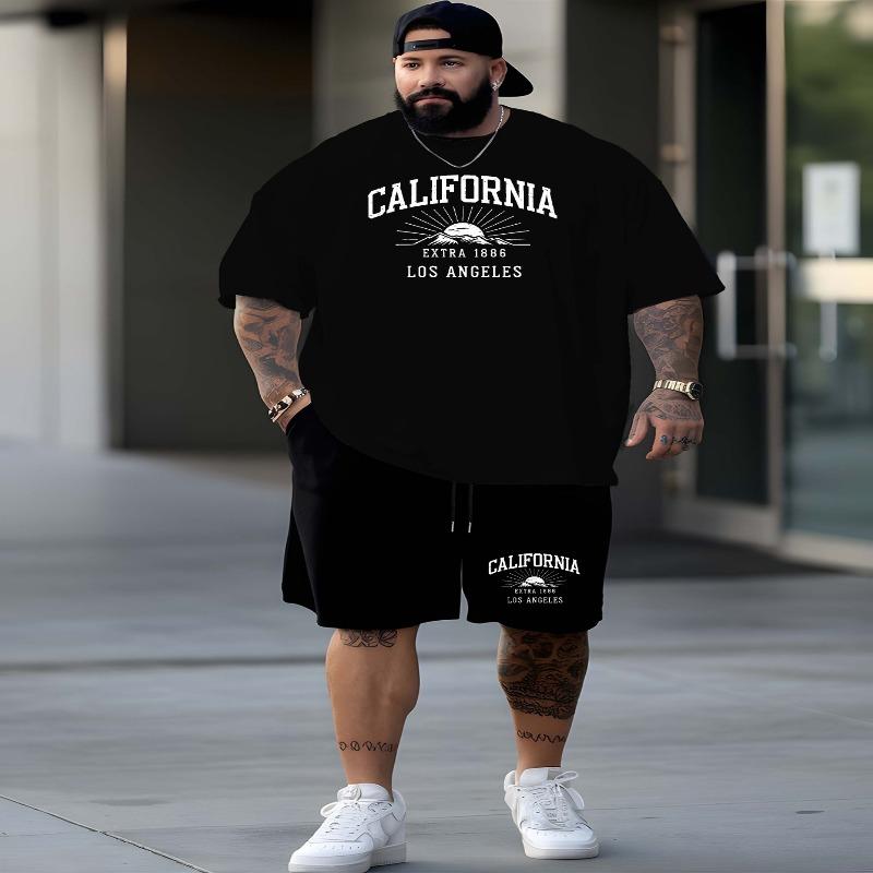 California 1886 Los Angeles 2025 men's latest trend large size short-sleeved suit summer fashion print European