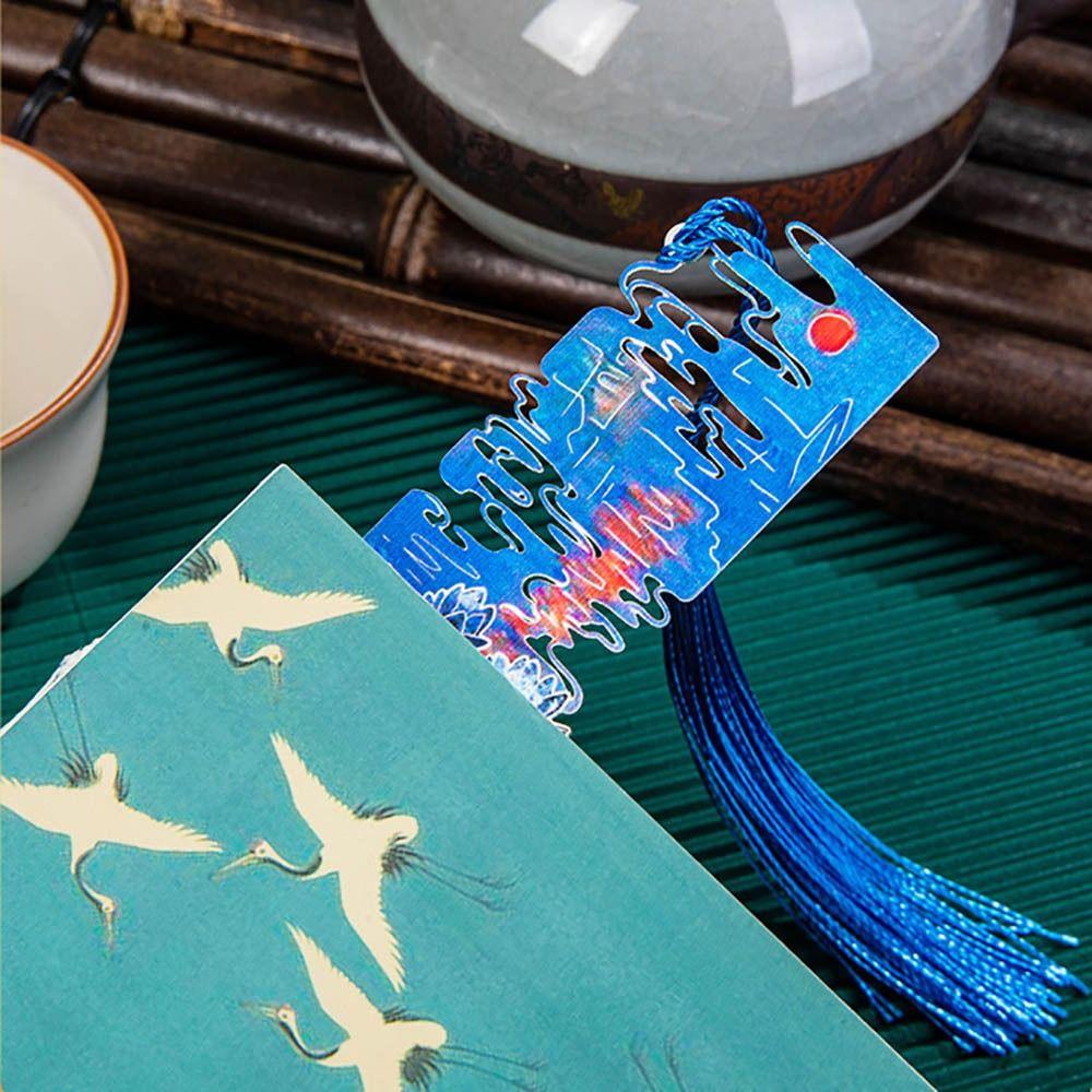 Tassel Pendant Metal Bookmark Oil Painting Pagination Mark  School Office Supplies