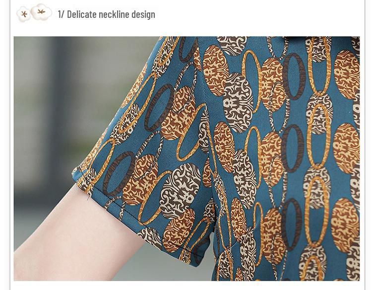 Grandma's Mulberry Silk Short-Sleeve Summer Top for Middle-Aged and Elderly Women