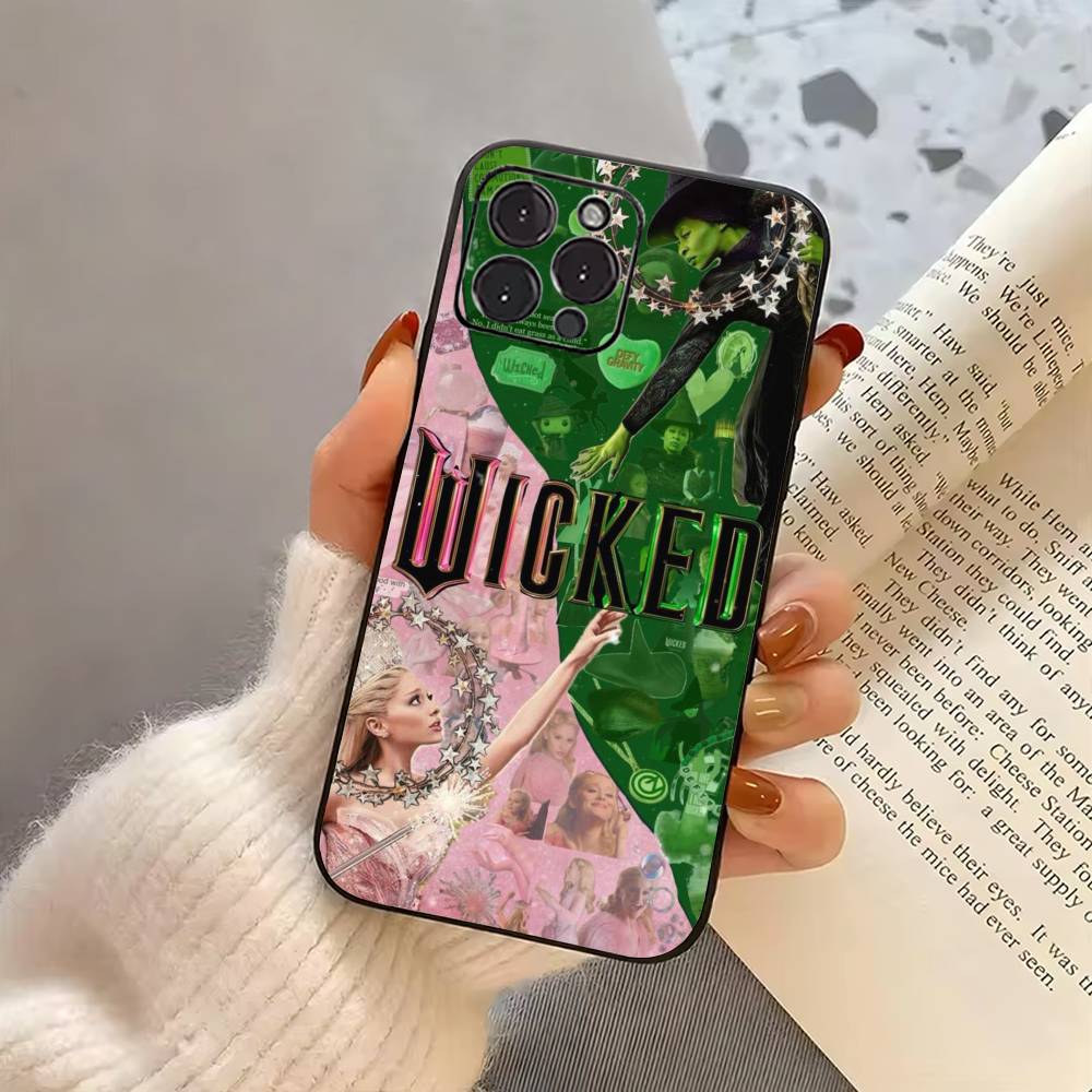 W-Wicked Pink Green  Phone Case For iPhone 17,16,15,14,13,12,11 Plus,Pro Max,XS,Soft Silicone Black Cover