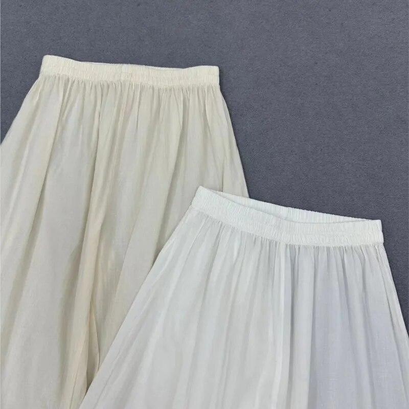 Johnature Japanese Thin Leggings Loose Women Pants Casual Elastic Waist Render Lace Wide-leg Pants Spring Summer