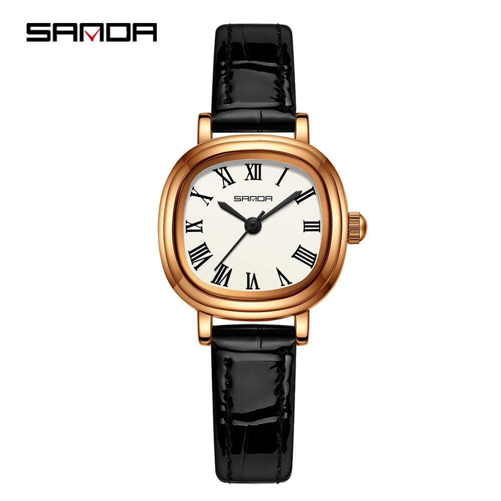 SANDA Top 1137 Women's Quartz Watch Fashionable and Elegant Rose Gold Minimally Roman Digital Women's Quartz Watches