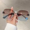 Gradient Tea Trendy Women Sunglasses Oversize Rimless Retro Shades for Decor Luxury Brand Design Driving Sun Glasses